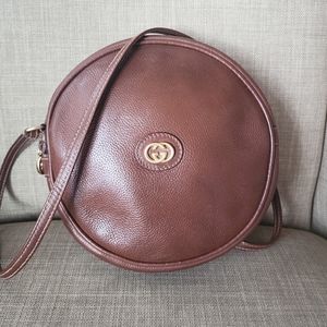 Gucci Round Brown Leather Crossbody Bag